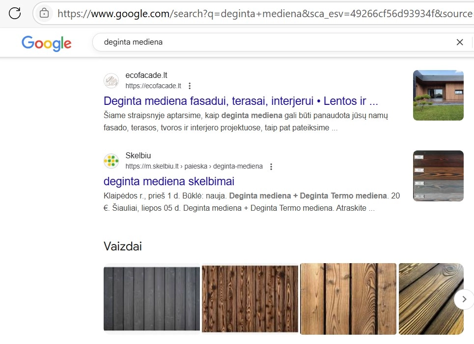 SEO paslaugų pavyzdys