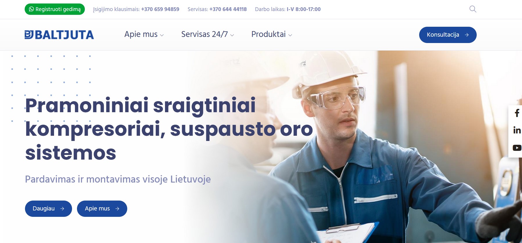 įmonės svetainės pavyzdys